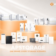 APstorage product lineup displayed on orange circular platforms, showcasing multiple storage units and the slogan 'ONE BRAND. EVERY STORAGE SCENARIO.'